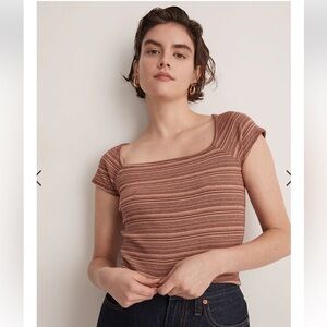 Brightside Rib Square-Neck Tee in Stripe -Size L